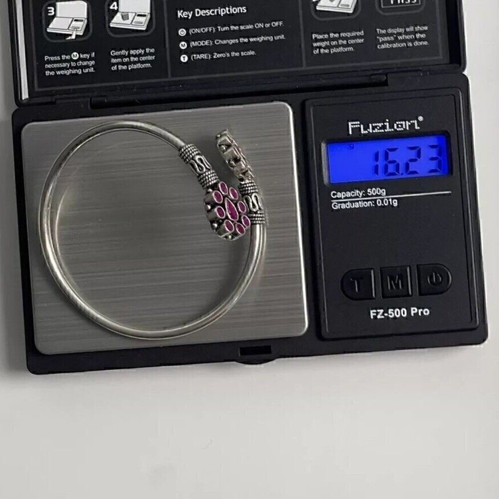 NATIVE AMERICAN 925 STERLING SILVER Navajo Stamped BRACELET Pink/Ruby - Picture 8 of 10